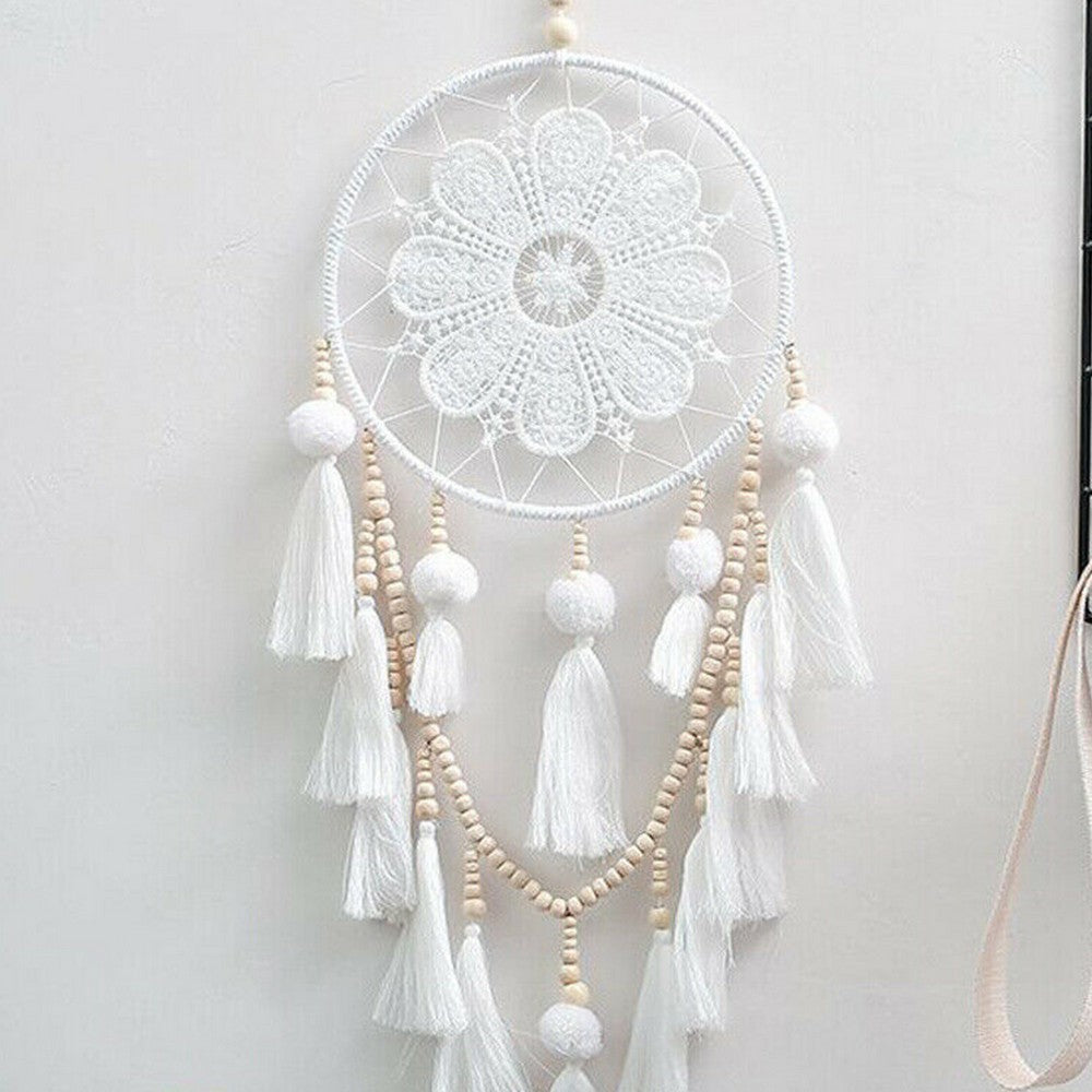 Hand Woven Macrame Dream Catcher Wall Hanging Ornament Home Bedroom Decor with Tassels