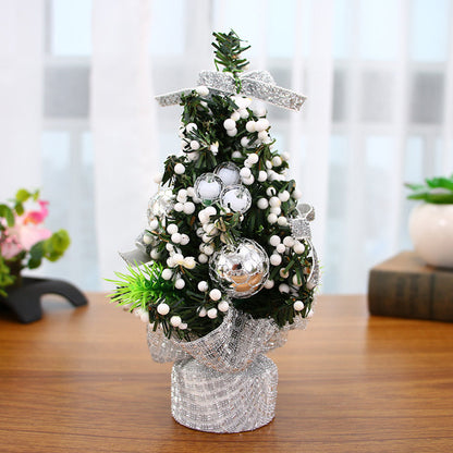 2Pcs 20cm Tabletop Mini Artificial Christmas Tree Ornaments Gold Silver