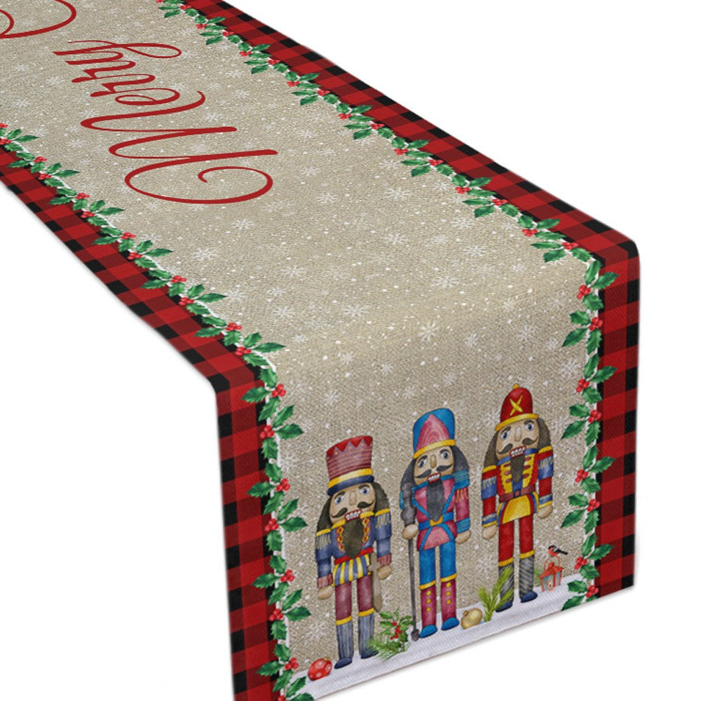 Nutcrackers Table Runner Christmas Kitchen Dining Table Decoration Nutcracker Soldier Table Clothes -Style 2