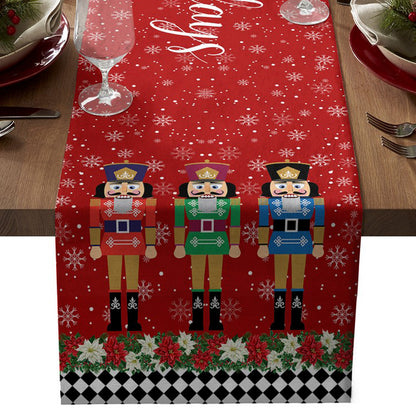 Nutcrackers Table Runner Christmas Kitchen Dining Table Decoration Nutcracker Soldier Table Clothes -Style 1