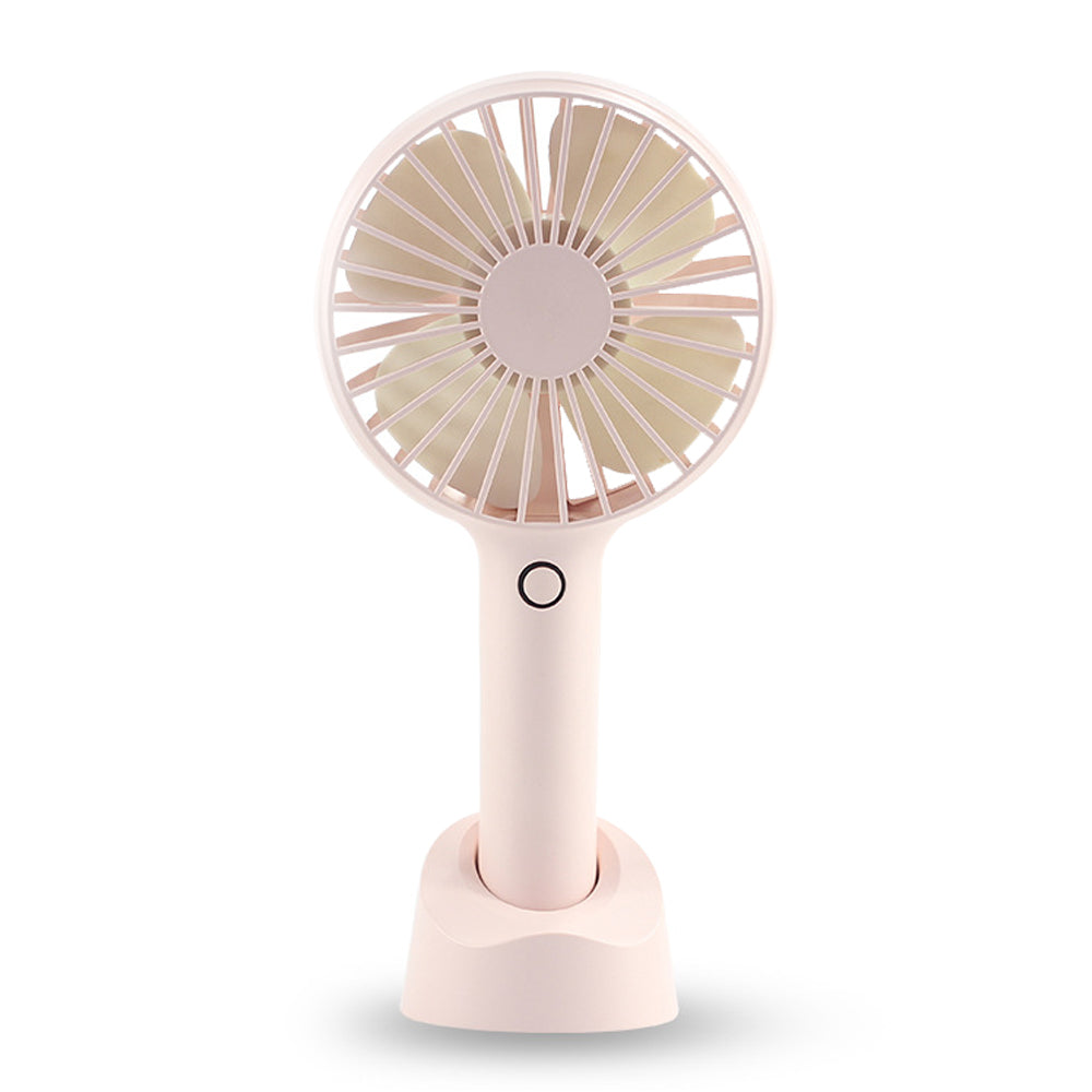 Mini Portable Fan USB Rechargeable Handheld Fan Desktop Fan with Phone Holder Base -Pink