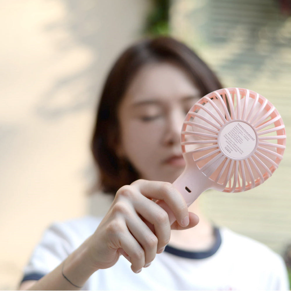 Mini Portable Fan USB Rechargeable Handheld Fan Desktop Fan with Phone Holder Base -Pink