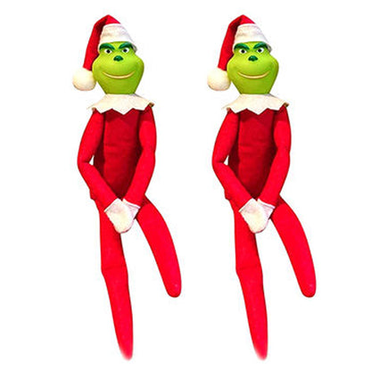 Christmas Grinch Plush Toy Xmas Ornament Elf Doll on the Shelf -Red
