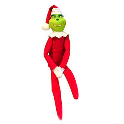 Christmas Grinch Plush Toy Xmas Ornament Elf Doll on the Shelf -Red