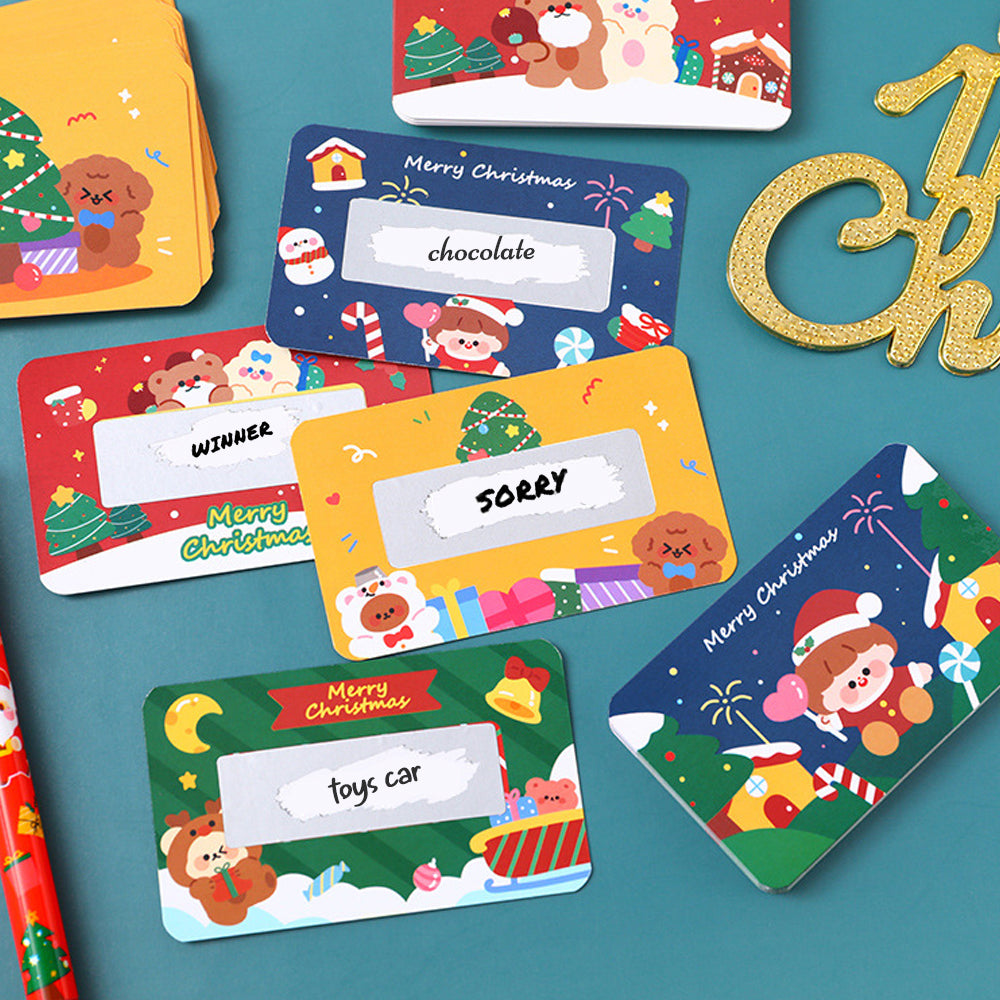 40 Pack Christmas Scratch Off Cards with Scratch Coating Stickers  for Raffle Ticket Supplies -Style 2