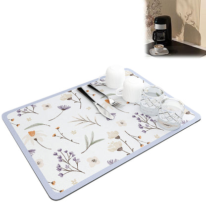 Dish Drying Mat Absorbent Quick Dry Pad for Kitchen Counter Coffee Machine Dish Rack -Purple