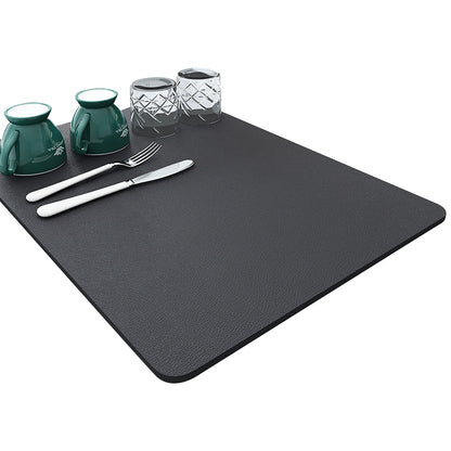 2pcs Dish Drying Mat Absorbent Quick Dry Pad for Kitchen Counter Coffee Machine Dish Rack -Grey and White