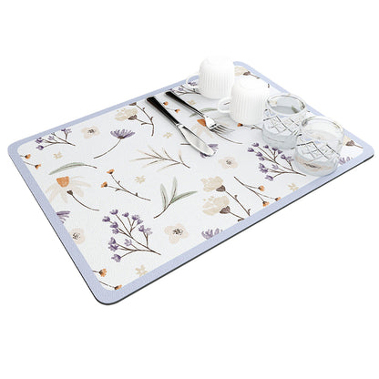 Dish Drying Mat Absorbent Quick Dry Pad for Kitchen Counter Coffee Machine Dish Rack -Purple