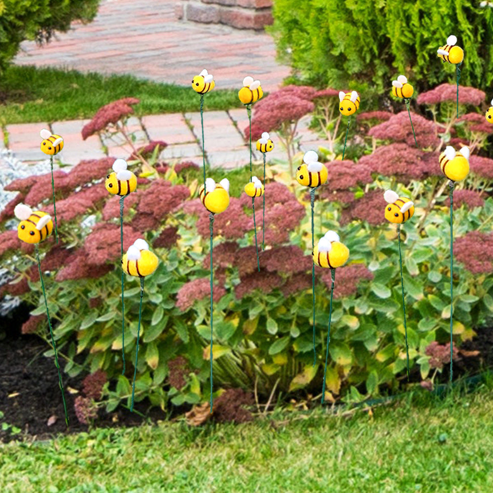5Pcs Bee Stakes Ornaments for Indoor Outdoor Yard Patio Plant Pot Flower Bed