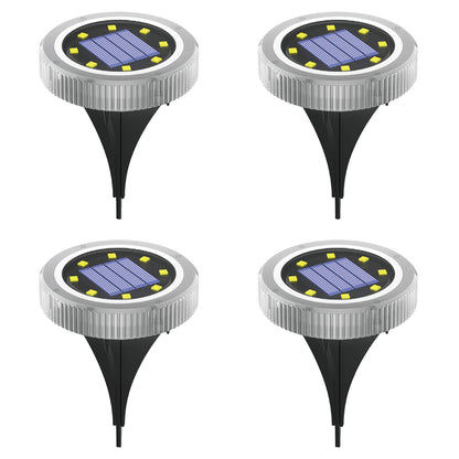 4 Pack 8LED Solar Power Ground Lights Outdoor Buried Garden Lawn Path Lamps -White