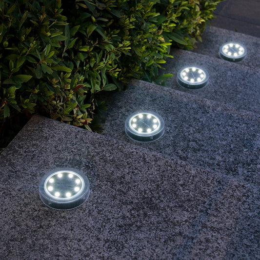 4 Pack 8LED Solar Power Ground Lights Outdoor Buried Garden Lawn Path Lamps -White