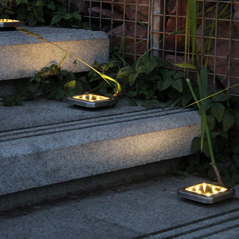 4 Pack Solar Powered LED Square Buried Inground Light Garden Outdoor Deck Path -Warm