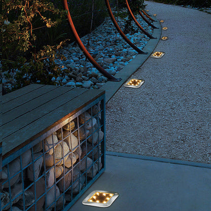 4 Pack Solar Powered LED Square Buried Inground Light Garden Outdoor Deck Path -Warm