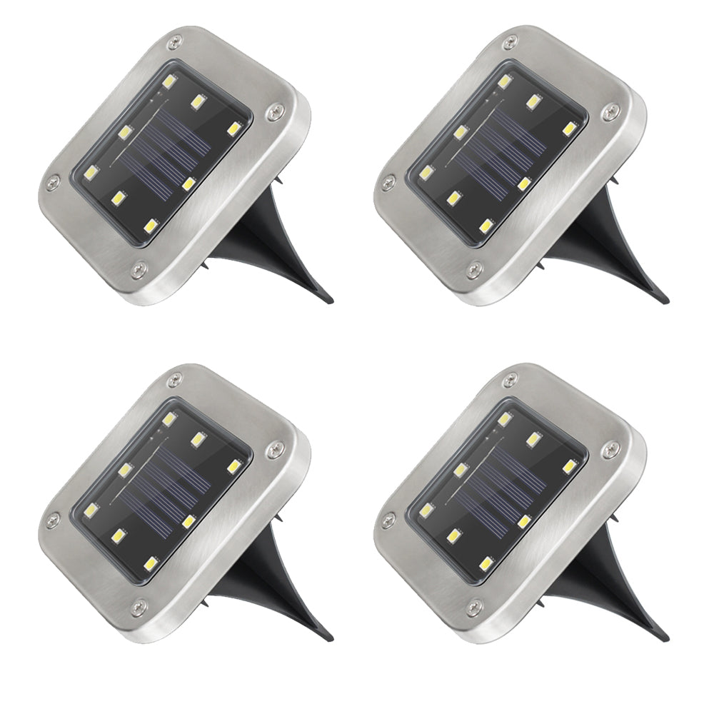 4 Pack Solar Powered LED Square Buried Inground Light Garden Outdoor Deck Path -Warm