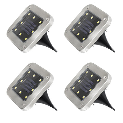 4 Pack Solar Powered LED Square Buried Inground Light Garden Outdoor Deck Path -Warm