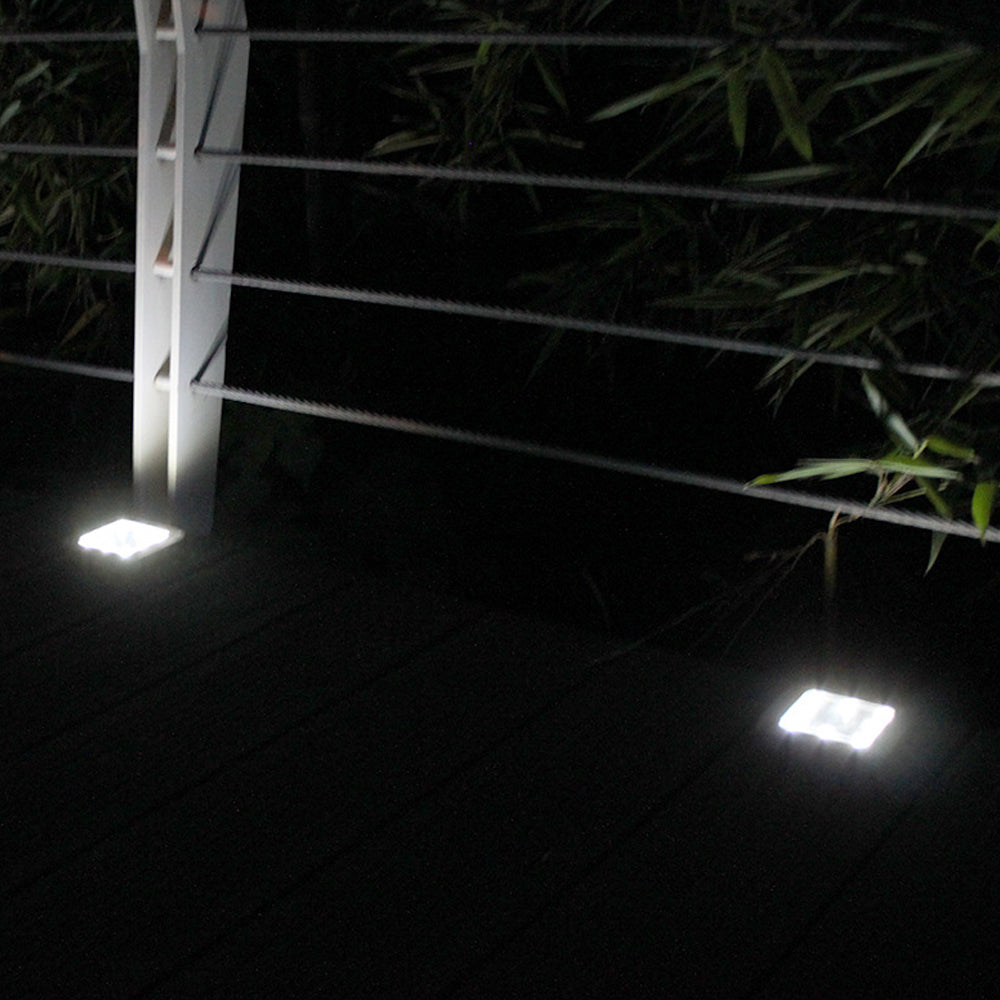 4 Pack Solar Powered LED Square Buried Inground Light Garden Outdoor Deck Path -White