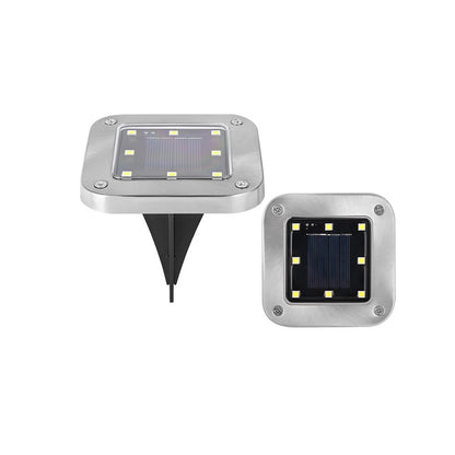 4 Pack Solar Powered LED Square Buried Inground Light Garden Outdoor Deck Path -Warm
