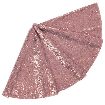 Christmas Tree Skirt Round Sparkle Sequins Xmas Tree Mat for Holiday Party Home Decorations -Rose Gold