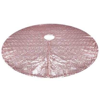 Christmas Tree Skirt Round Sparkle Sequins Xmas Tree Mat for Holiday Party Home Decorations -Rose Gold