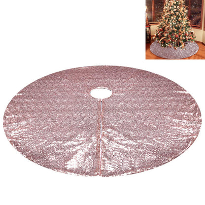 Christmas Tree Skirt Round Sparkle Sequins Xmas Tree Mat for Holiday Party Home Decorations -Rose Gold