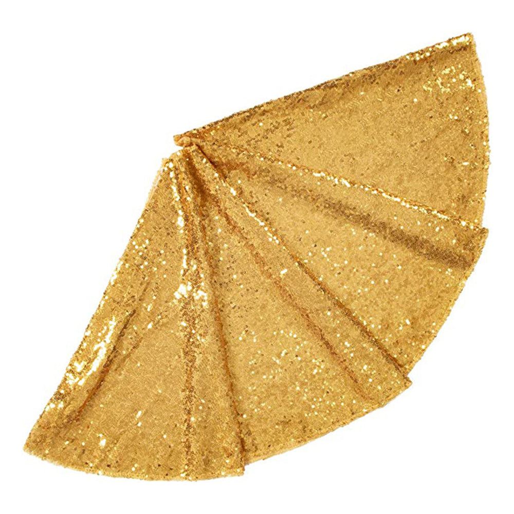 Christmas Tree Skirt Round Sparkle Sequins Xmas Tree Mat for Holiday Party Home Decorations -Gold