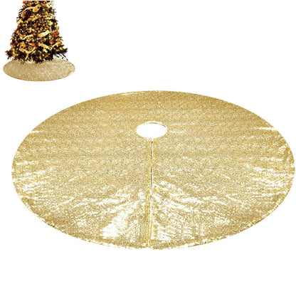 Christmas Tree Skirt Round Sparkle Sequins Xmas Tree Mat for Holiday Party Home Decorations -Gold