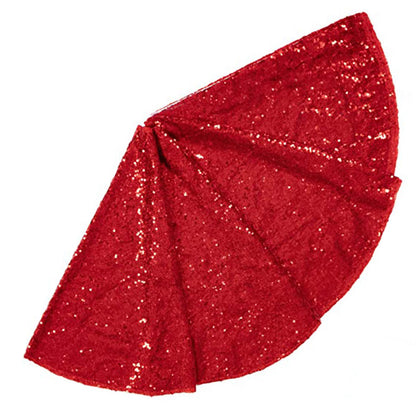 2pcs Round Christmas Tree Skirt Sparkle Sequins Xmas Tree Mats Tree Decorations for Home Decor -Blue and Red