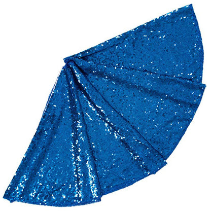 Christmas Tree Skirt Round Sparkle Sequins Xmas Tree Mat for Holiday Party Home Decorations -Blue