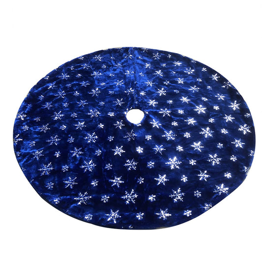 Blue Christmas Tree Skirt Plush Xmas Tree Base Cover Mat for Christmas Home Party Decorations -L