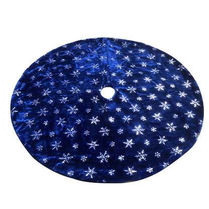 Blue Christmas Tree Skirt Plush Xmas Tree Base Cover Mat for Christmas Home Party Decorations -L