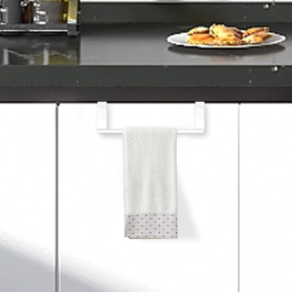 2 Piece Towel Rack Stainless Steel Over Door Bar Holders Towel Rack - White