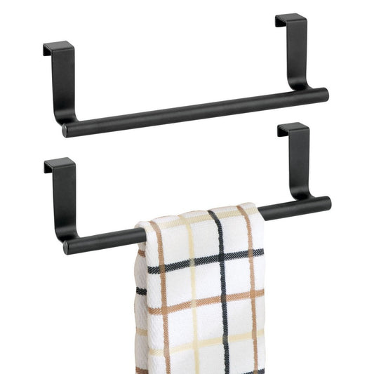 Towel Rack Stainless Steel Over Door Bar Holders Cabinet Towel Rack for Kitchen Bathroom -Black