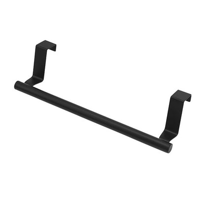 2pcs Towel Rack Stainless Steel Over Door Bar Holders Cabinet Towel Rack for Kitchen Bathroom -Black