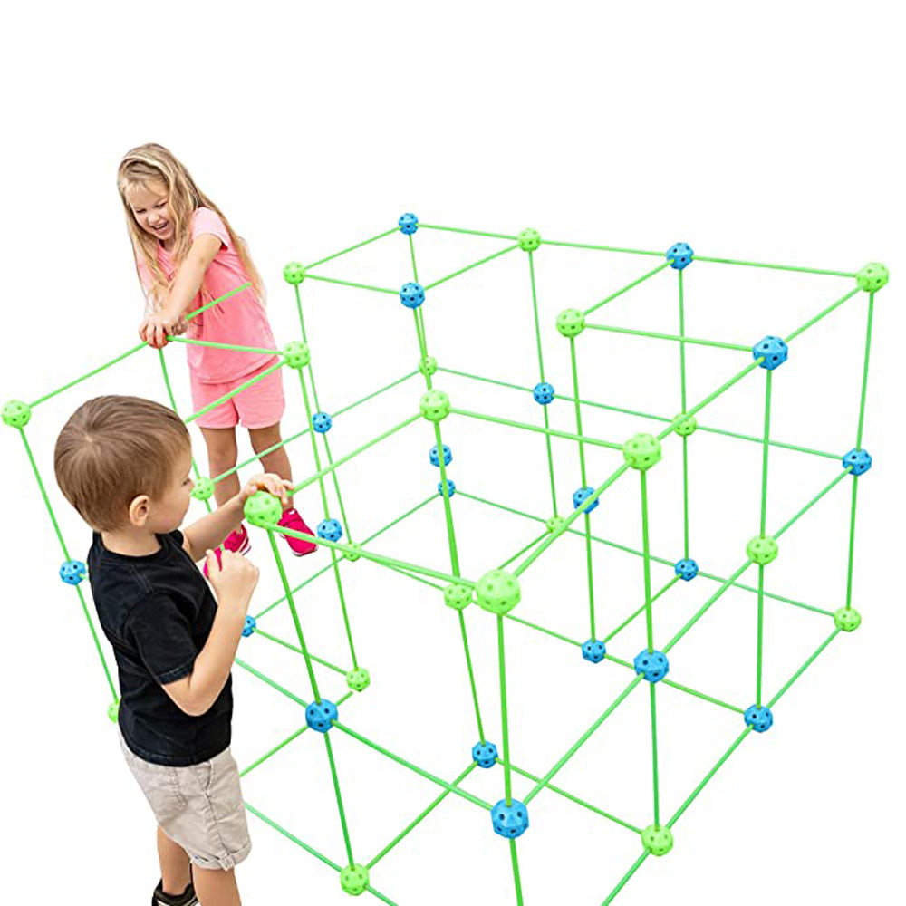 Toy Set of 87Pcs DIY Kids Tent Fort Building Toys Kit Build Educational Learning Toy - Style 1