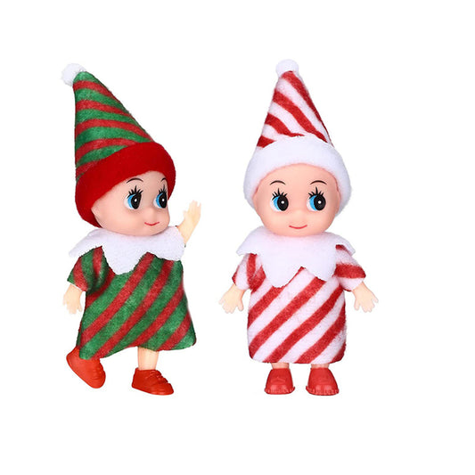 2Pcs Christmas Elf Doll Elf Twins Cute Christmas Miniature Accessories Red and Green -Style 4 and Style 5