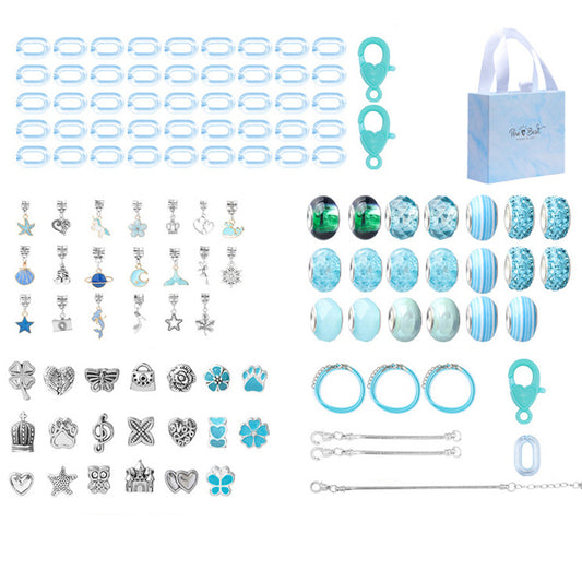 113Pcs Charm Bracelet Making Kit DIY Jewelry Crafts Set Gift for Girl Teen-Blue