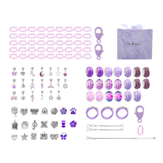 113Pcs Charm Bracelet Making Kit DIY Jewelry Crafts Set Gift for Girl Teen-Purple