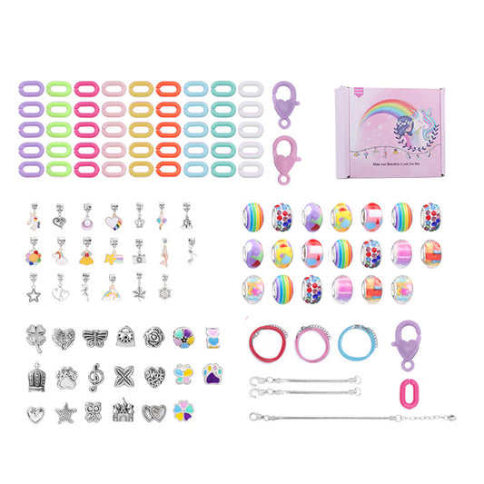113Pcs Charm Bracelet Making Kit DIY Jewelry Crafts Set Gift for Girl Teen-Multicolor