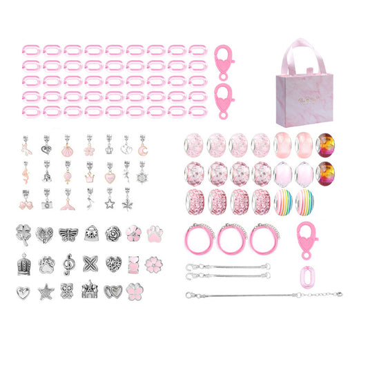 113Pcs Charm Bracelet Making Kit DIY Jewelry Crafts Set Gift for Girl Teen-Pink