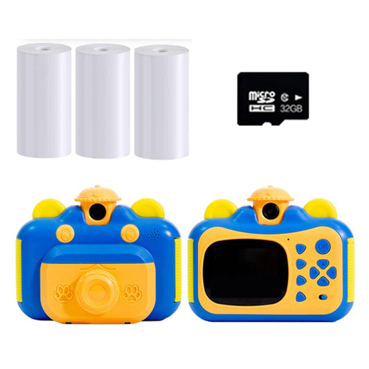 Toy 4000W Pixel Kids Instant Print Camera Photo Paper Set with 32GB Card -Blue