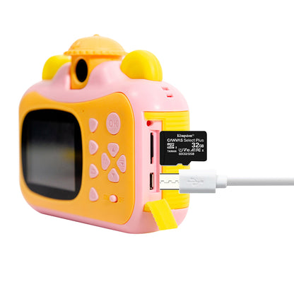 Toy 4000W Pixel Kids Instant Print Camera Photo Paper Set with 32GB Card -Pink