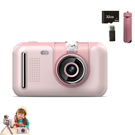 Toy Camera with Selfie Flip Lens Rechargeable HD Digital Photo Video Camera-Pink