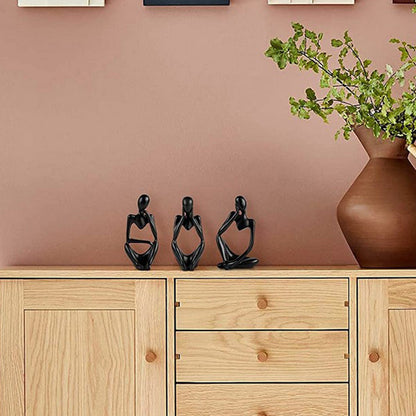 3X Sitting Thinker Statue Sculpture Desktop Resin Ornaments