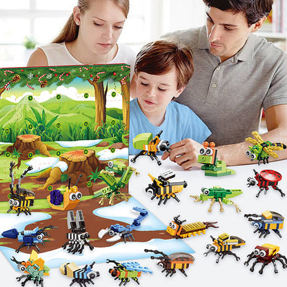 Toy Christmas Advent Calendar Insect Dinosaur Building Blocks Xmas Countdown Calendar Xmas Blind Box - Insects