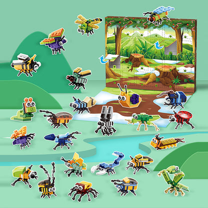 Toy Christmas Advent Calendar Insect Dinosaur Building Blocks Xmas Countdown Calendar Xmas Blind Box - Insects