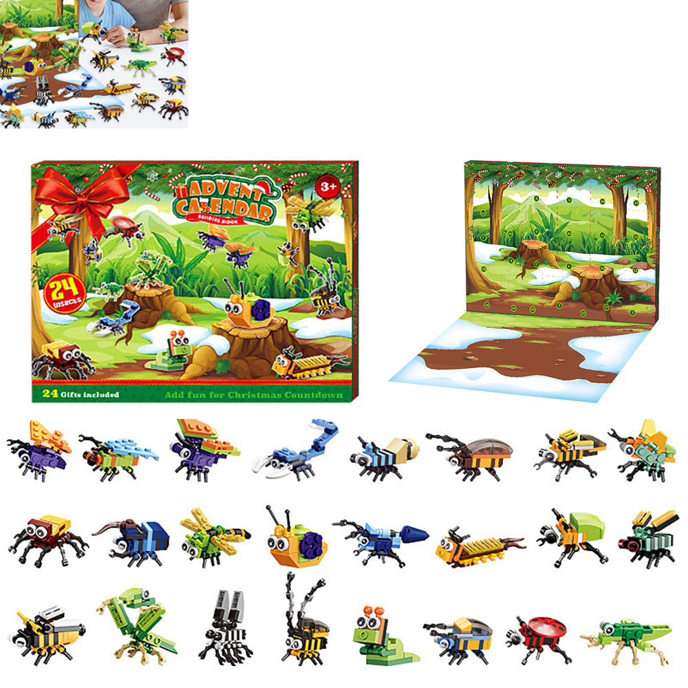 Toy Christmas Advent Calendar Insect Dinosaur Building Blocks Xmas Countdown Calendar Xmas Blind Box - Insects