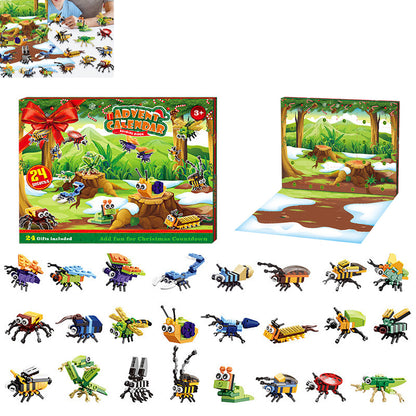 Toy Christmas Advent Calendar Insect Dinosaur Building Blocks Xmas Countdown Calendar Xmas Blind Box - Insects