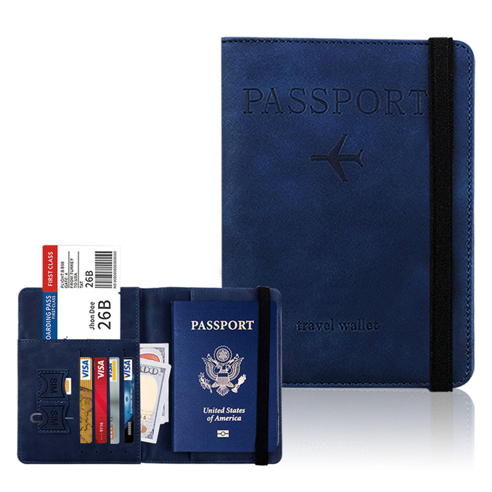 RFID Blocking Passport Holder - Dark Blue