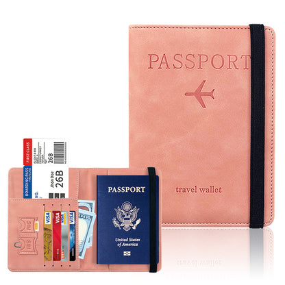 RFID Blocking Passport Holder for Travel Accessories Passport Purse Card Wallet -Pink