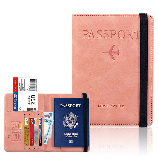 RFID Blocking Passport Holder for Travel Accessories Passport Purse Card Wallet -Pink